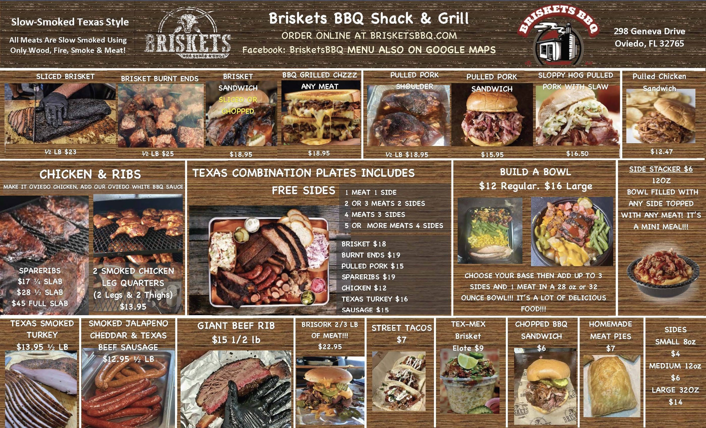 Menu Briskets Bbq Shack Grill